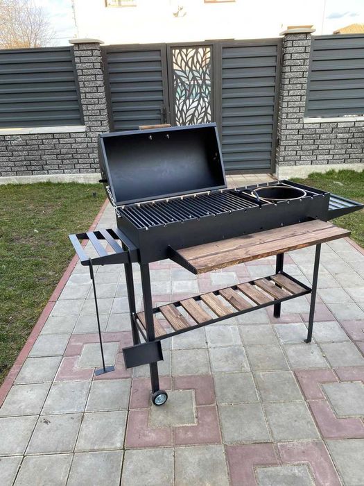 УВАГА!Мангал гриль з кришкою для барбекю метал 5 мм на 13 шампурів