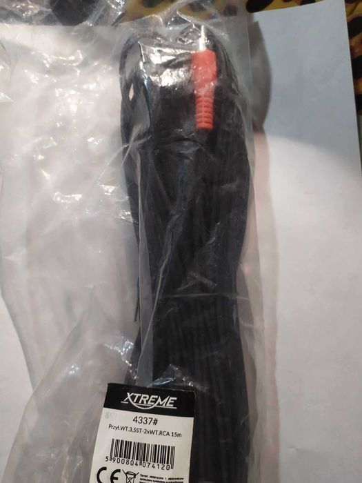 Kabel audio MiniJack 3.5 mm - 2x CINCH bardzo długi 15m