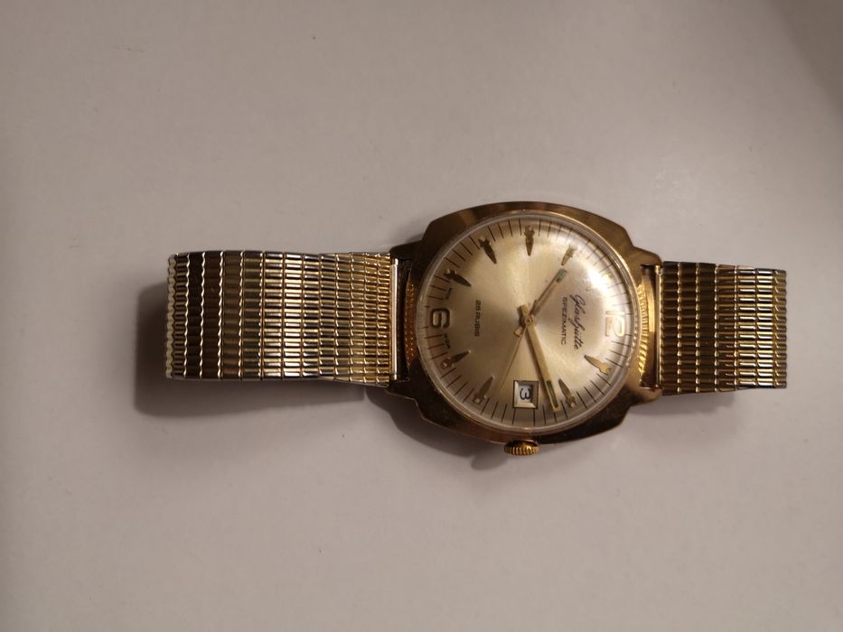 Zegarek kolekcjonerski męski,pozłacany - GLASHUTTE SPEZIMATIC 26 RUBIS