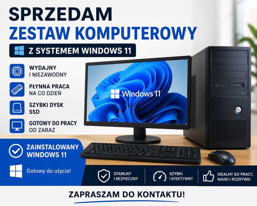 Zestaw komputerowy z monitorem, myszką i klawiaturą