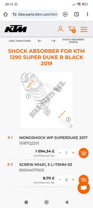 Peças KTM superduke 1290r