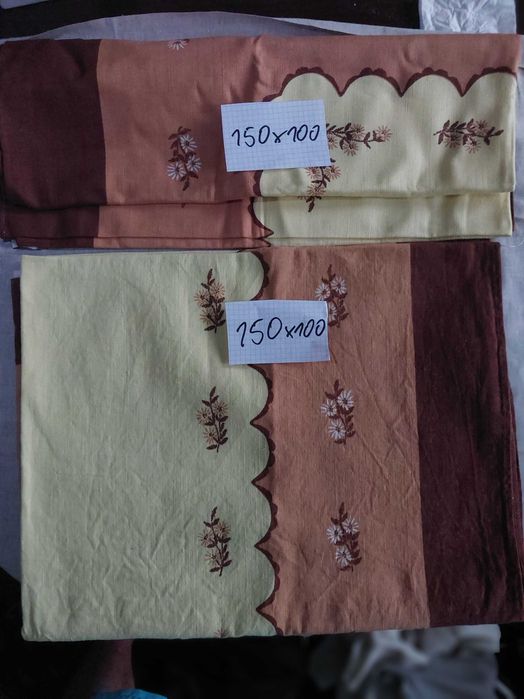 Dwa nieuzywane obrusy z lnu z lat 80tych. 150x100cm. Prl