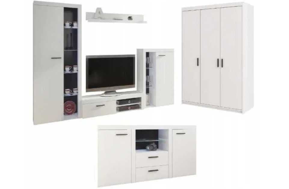 Zestaw mebli do salonu meblościanka szafa komoda trzy kolory JAR-POL