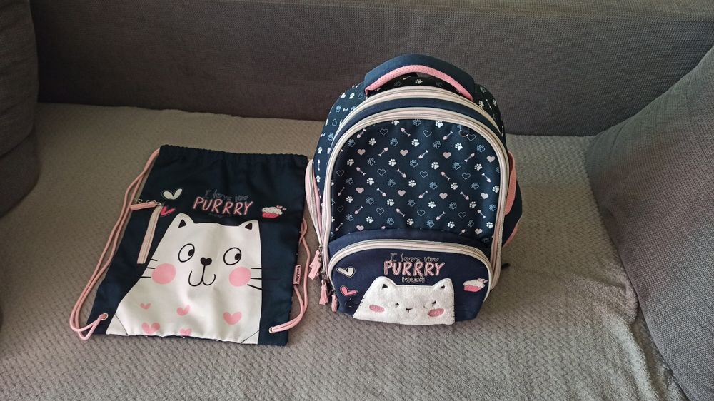 Plecak tornister premium Kitty Bambino plus worek na WF