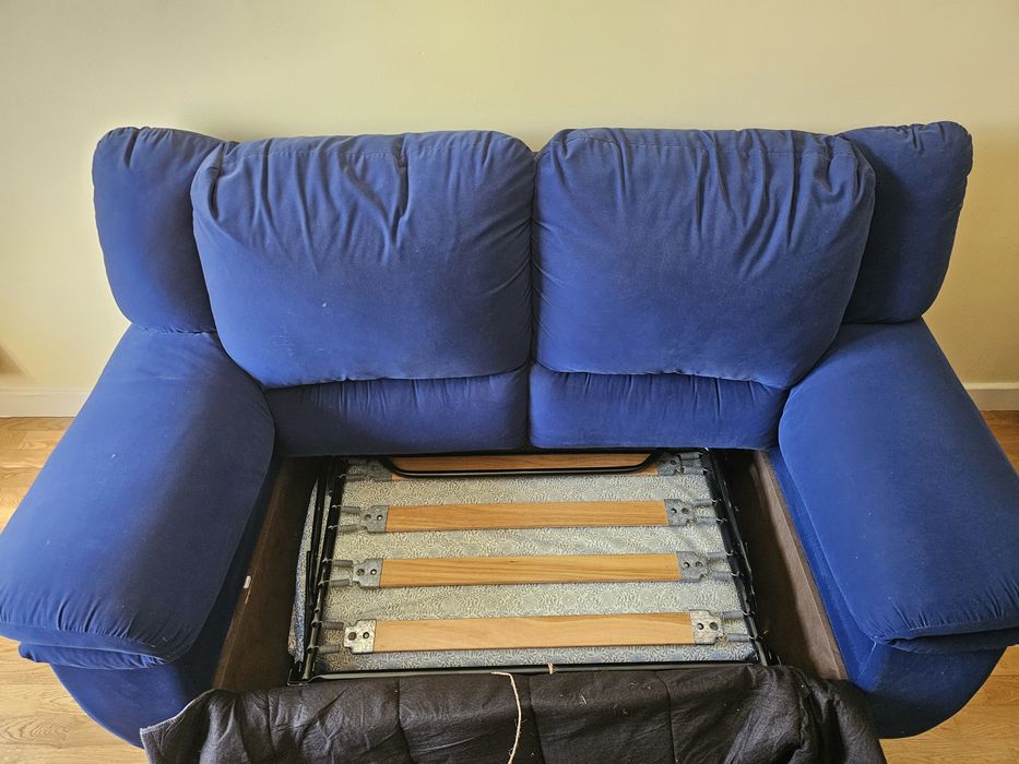 Sofa/Cama Azul veludo