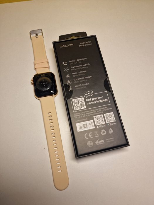 Smartwatch Maxcom FW26 Oxygen Pro pudrowy róż różowy morelowy
