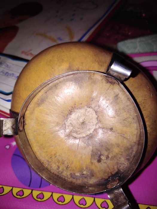 Mała TYKWA do yerba mate 175ml z alpaką (okucie z alpaki) UNIKAT