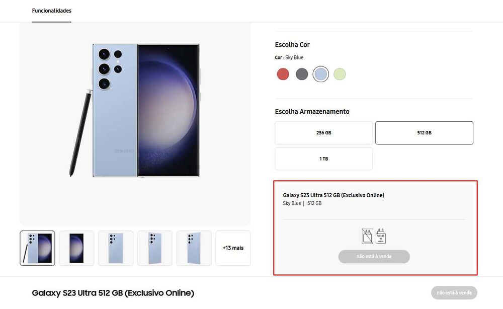 Samsung Galaxy S23 Ultra Sky Blue 512GB - Como Novo!