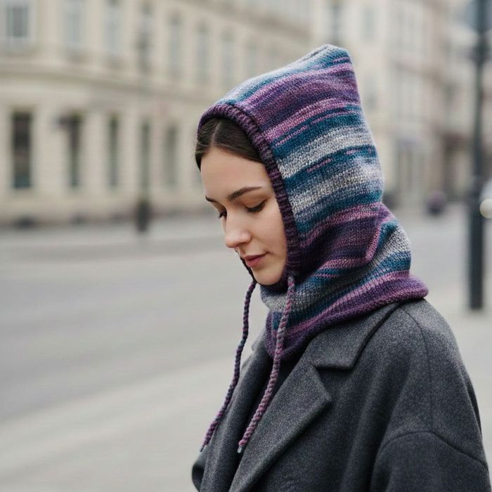 Balaclava oversize kominiarka kaptur zamiast czapki handmade