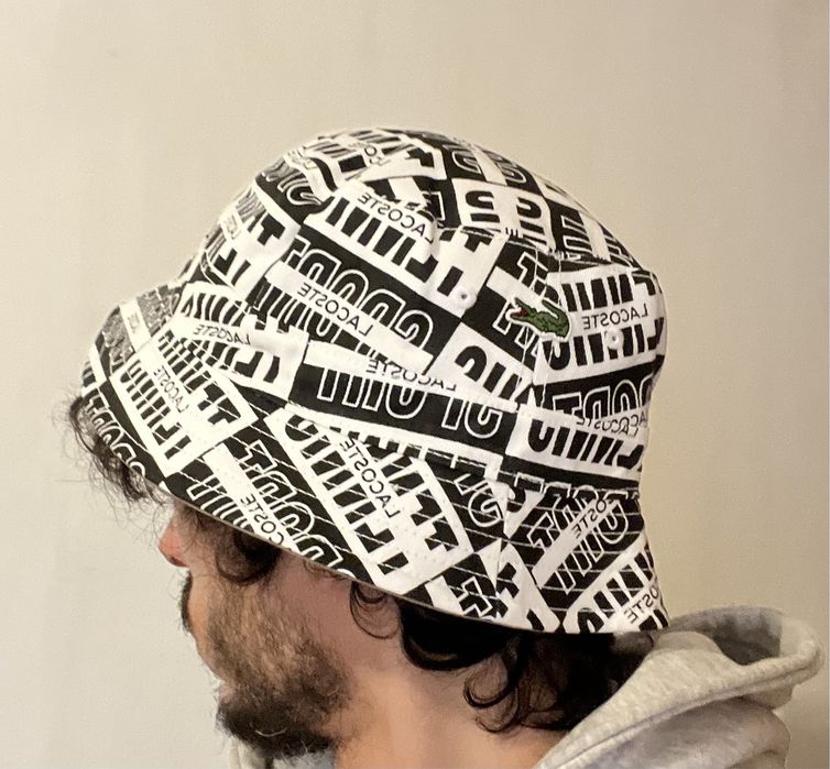 Chapéu bucket Lacoste reversível M preto e branco