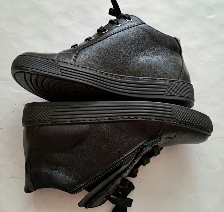 Botki Damskie Czarne Skóra Do Kostek Ocieplane Zamek Wiązanie, Solidus