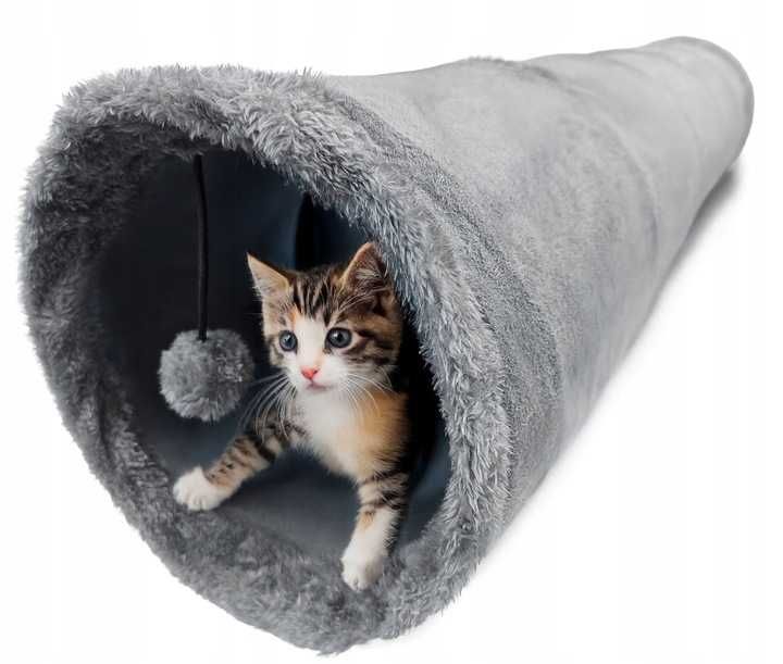 Tunel dla kota z legowiskiem i piłeczką 120 cm