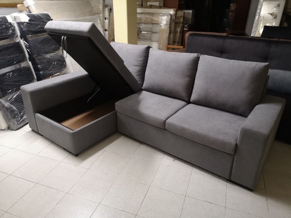 Sofa Chaiselong com Cama + Bau Elevatorio NOVO - FABRICA
