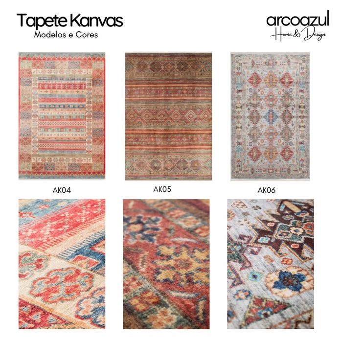 Tapete Oriental Kanvas - 3 modelos - Várias medidas By Arcoazul