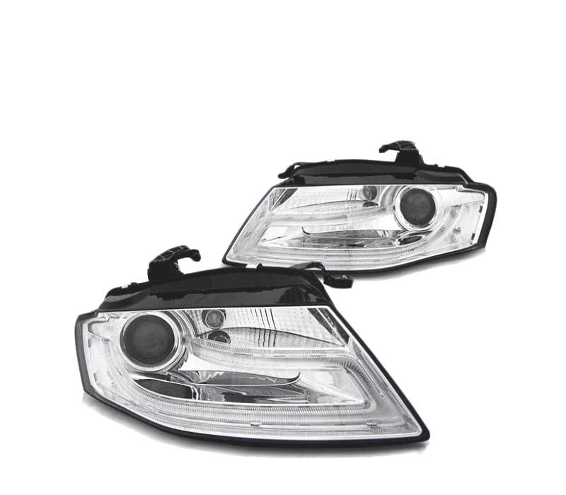 FARÓIS LED AUDI A4 B8 08-11 TRU DRL XENON CROMADO