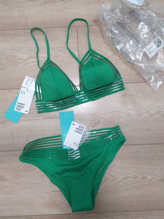 Piękny zielony nowy strój bikini, H&M, roz. 36, S