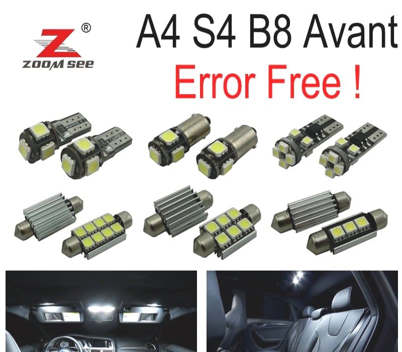 KIT COMPLETO DE 20 LÂMPADAS LED INTERIOR AUDI A4 S4 B8 QUATTRO AVANT