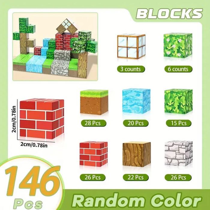 Магнітний конструктор Майнкрафт 146 дет магнитный Minecraft