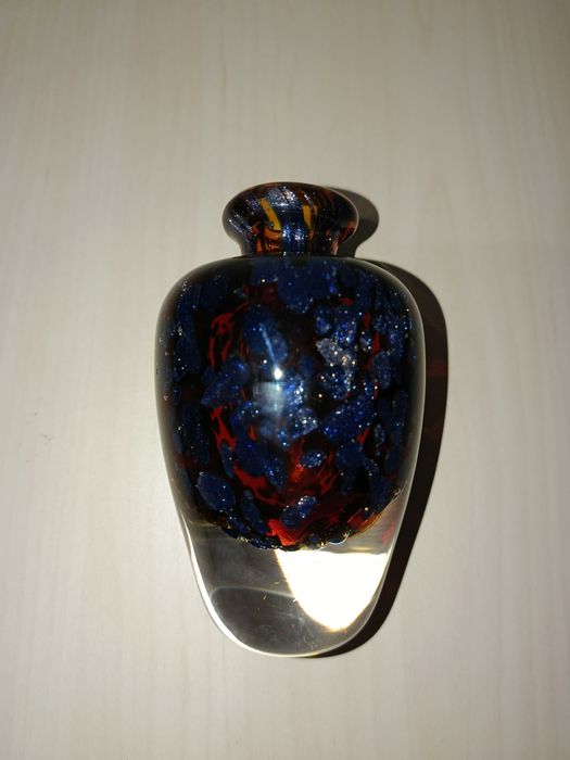 Vaso em Vidro Artístico Italiano – Crisalcor – Peça Soprada e Assinada