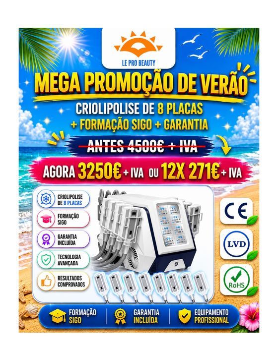 Criolipolise 360º de 8 placas + Curso