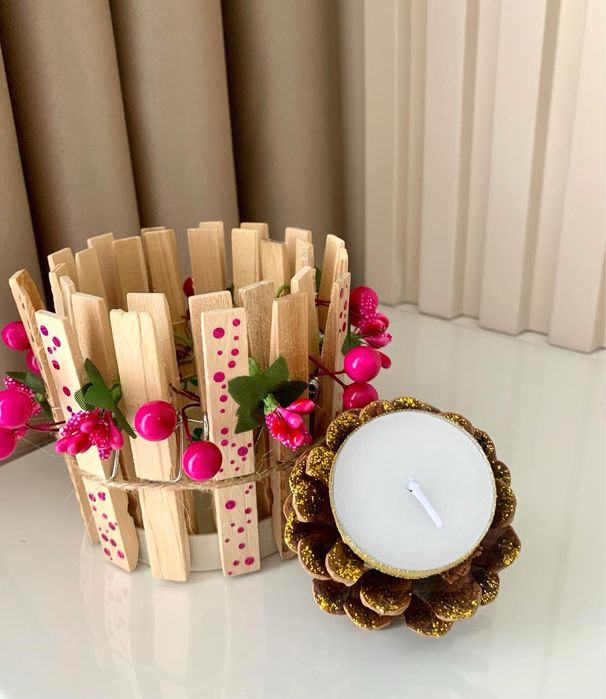 Новорічні оіздвяні свічники колір різний