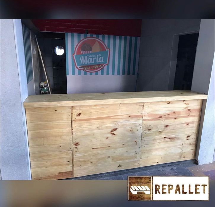 Balcão madeira Palete, Pinho para loja movel