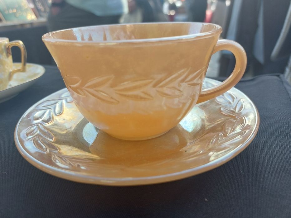 Chávena de chá da icónica marca Anchor Hocking Fire-King americano, anos 50 

Produzida nos Estados Unidos durante a década de 1950, verdadeiro t