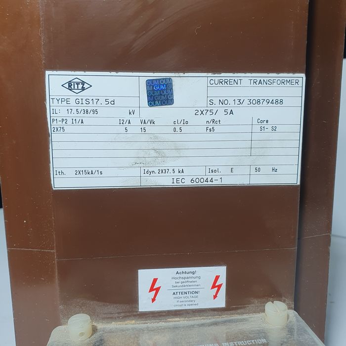 RITZ GIS17.5d – przekładnik prądowy  | 2×75/5A | kl. 0,5