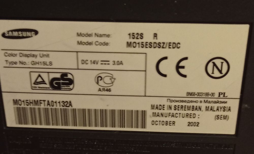 Monitor Samsung Sync master 152S440101167621089281