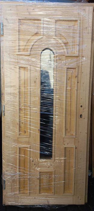 Drzwi zewnętrzne drewniane 92 szer. 204 wys.lewe Z ościeżnicą