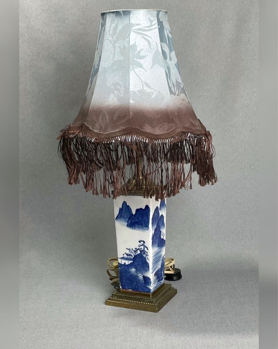 Настольная лампа фарфоровая, бронза