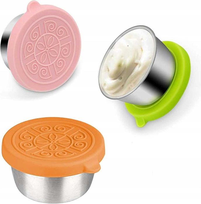 4 sztuki pojemników na dressing ze stali nierdzewnej, pojemność 50 ml