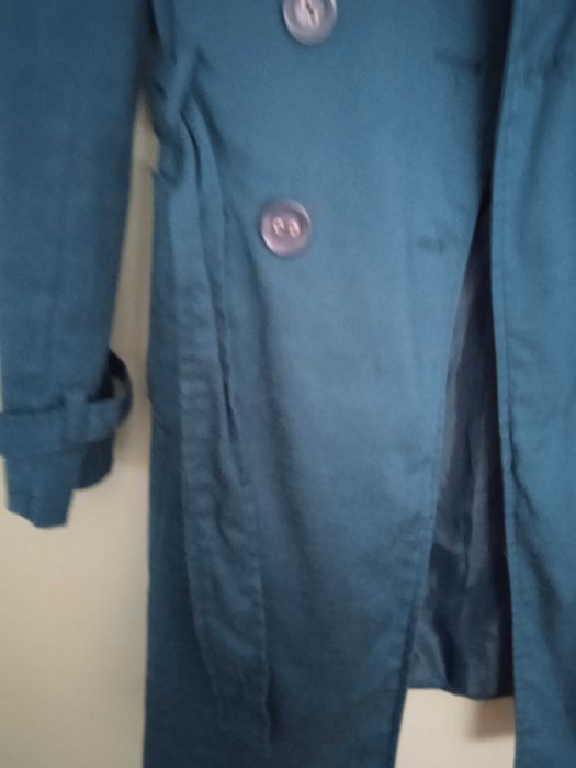 Casaco gabardine azul turquesa