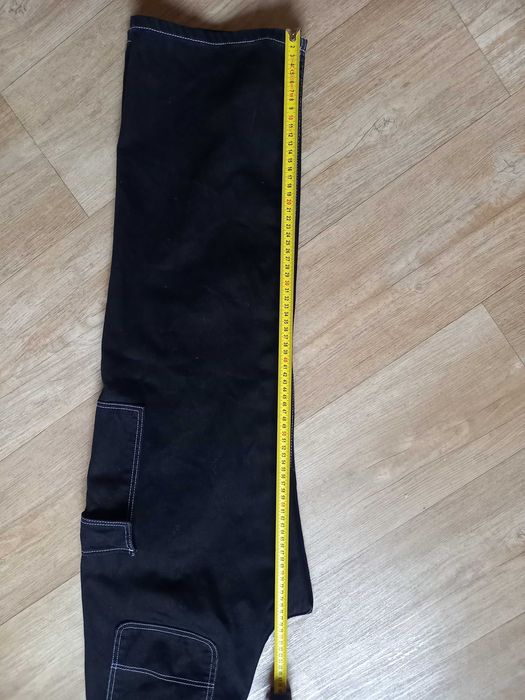 Bershka cargo bojówki wysoki stan czarne denim 40 L 38 M