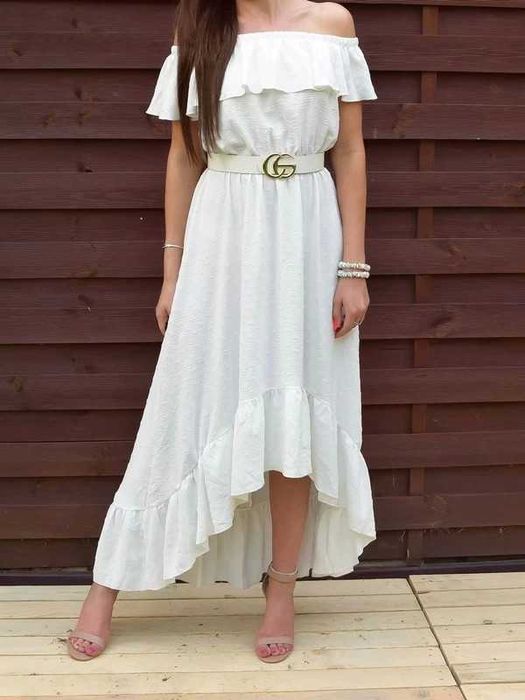 Biała sukienka hiszpanka maxi boho S