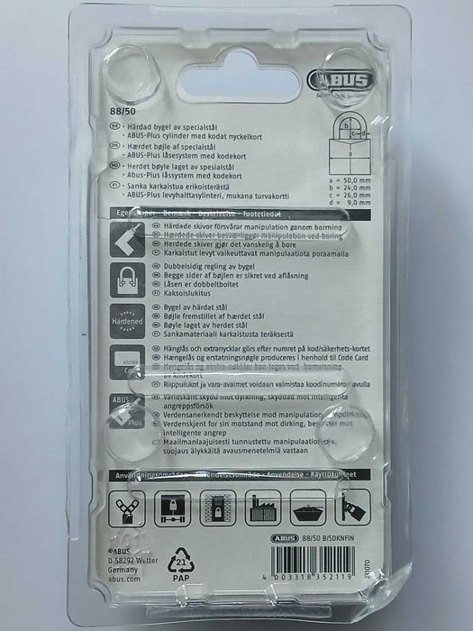 Kłódka ABUS Prestige Plus 88/50*Mosieżna*oryginał*8 stopień