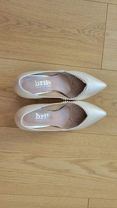 Buty ślubne, perłowe - Brilu 38