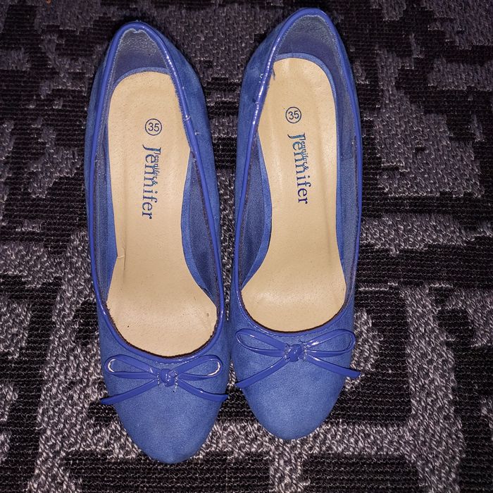 Buty na koturnie rozmiar 35, kolor chabrowy