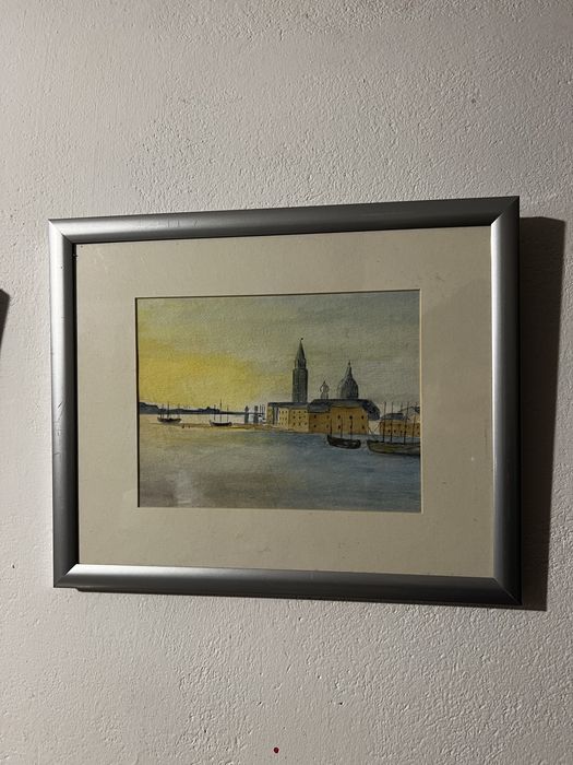 Kolekcjonerski obraz Wenecja vintage prl