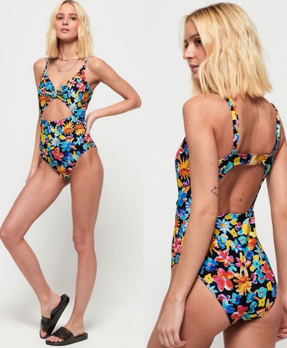 Крутий суцільний слитный купальник в квітах цветах 36 S 8 розмір