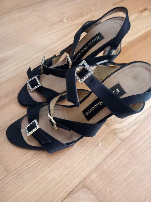 Sandaly eleganckie czarne na obcasie Enric Navarro