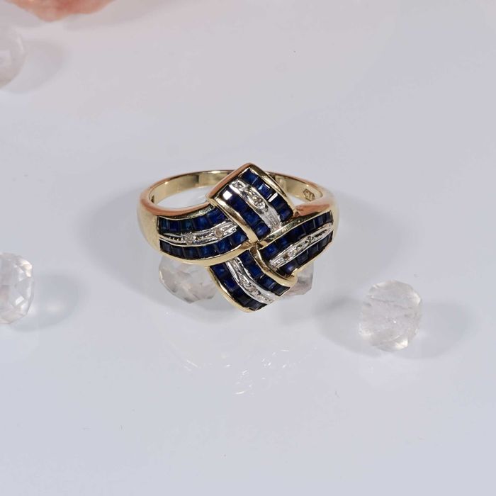 Pierścionek złoto 585 szafir brylant