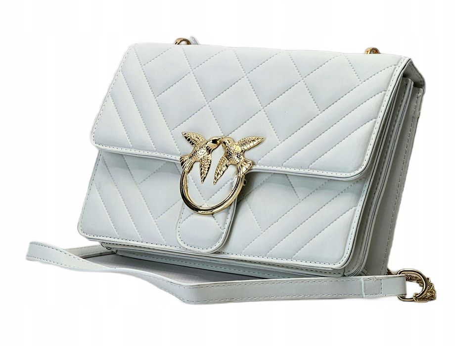 Torebka Listonoszka Damska Kopertówka Trzykomorowa Skóra Fuksja Birds