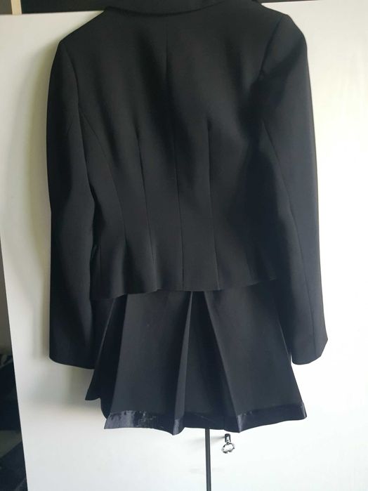 Czarna garsonka - żakiet ze spódnicą kostium damski 36