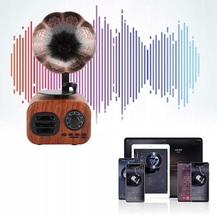 ZESTAW Odtwarzacz radiowy RETRO  w kształcie gramofonu BLUETOOTH sd