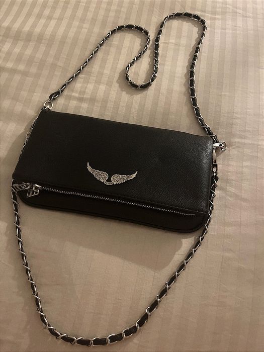 Сумка клатч черный Zadig & Voltaire из зернистой кожи Франция