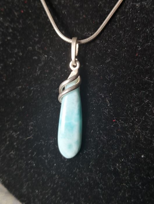 Zawieszka srebro łańcuszek srebrna larimar naturalny srebrny biżuteria