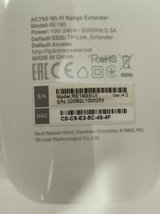 Extensor Wi-Fi TP-Link RE190 AC750