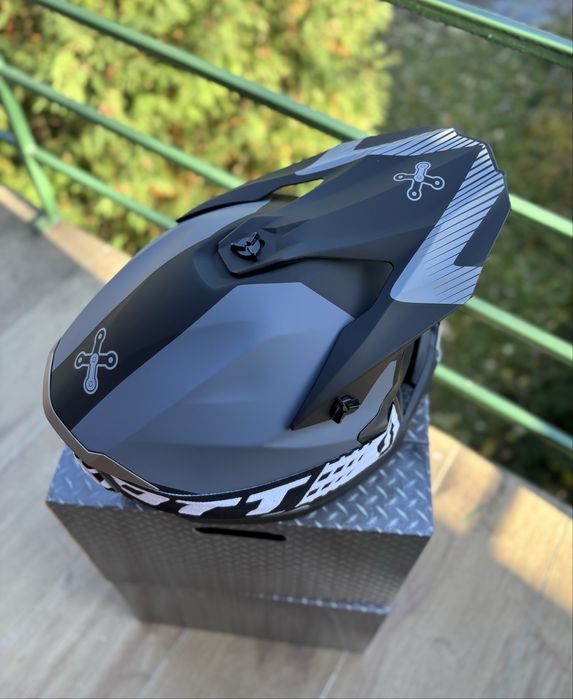 Мото Шолом кросовий Enduro Exdrive FOX MT LS2 чорний сірий якісний orz