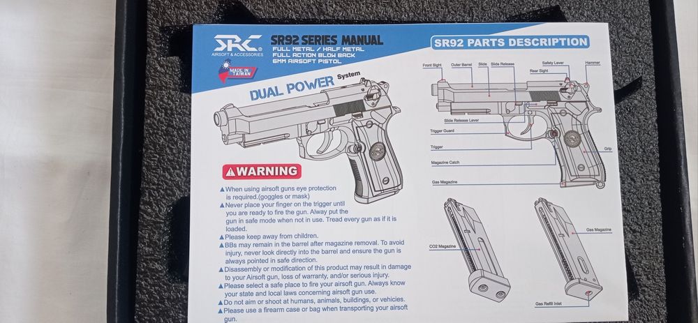 Pistola M9 green gás airsoft Nova